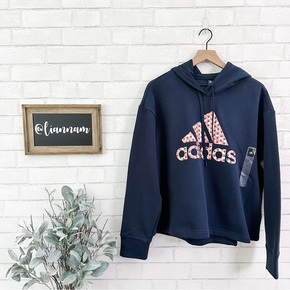 adidas Tops - ADIDAS Navy Logo Sweatshirt Hoodie